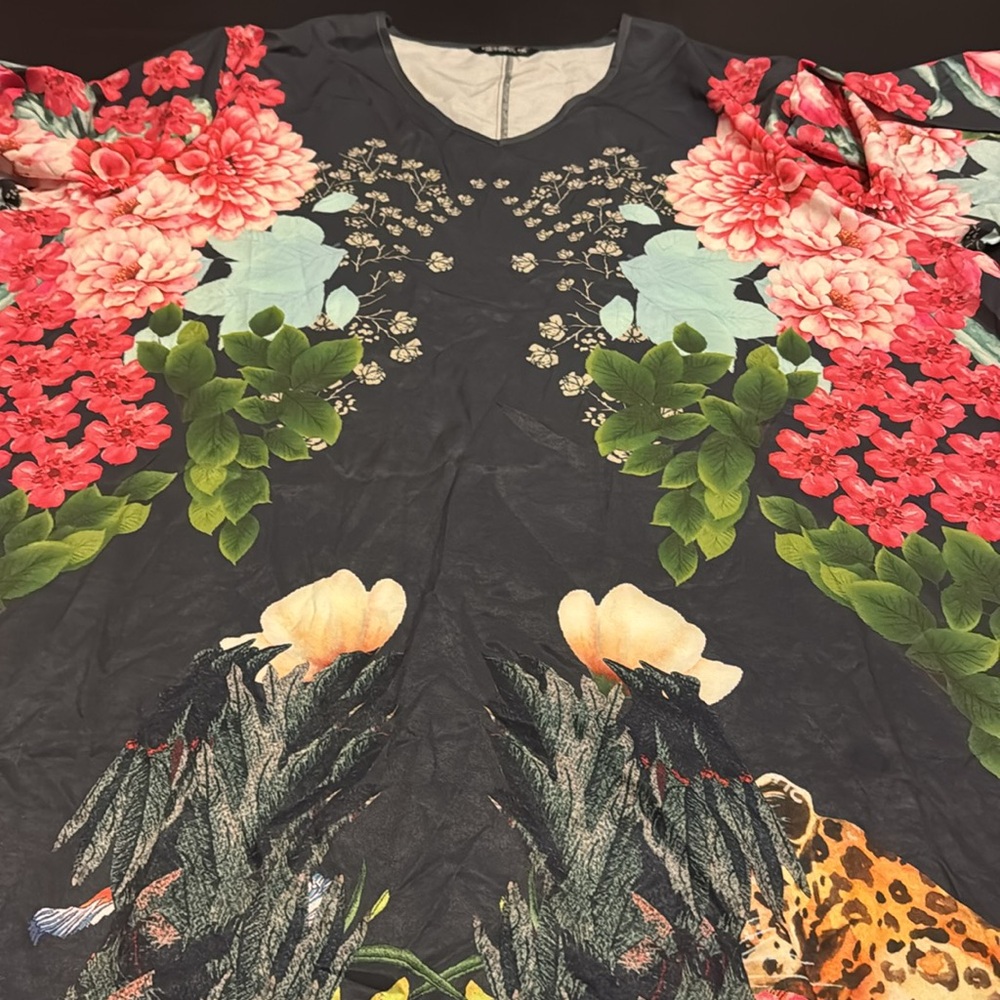NWOT Shein Floral Curvy Cover Up Long Sleeve Dress Size 4X - Picture 3 of 10